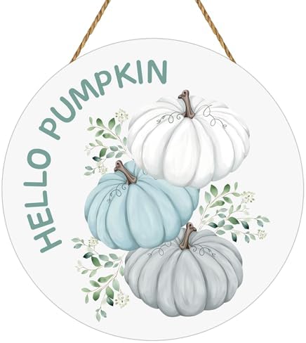 Fall Door Decor with Hello Pumpkin Sign