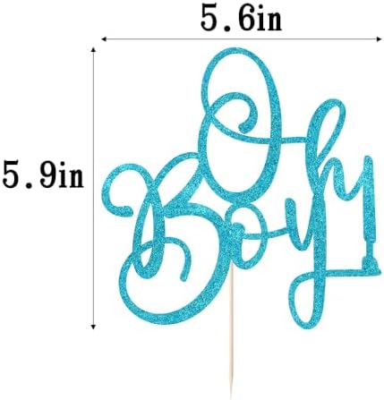 Oh Boy Cake Topper Blue Glitter Baby Birthday Decoration 1