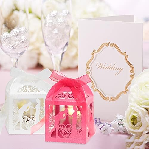 Eforcase 50PCS Wedding Favors Candy Boxes with Ribbons 1