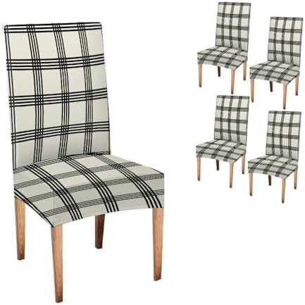 4 Pack Plaid Chair Covers for Dining Room and Kitchen 1