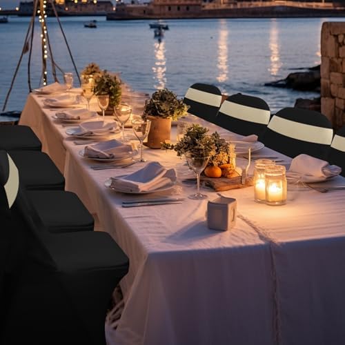 AZAMIA Stretch Folding Chair Covers Black 10pcs