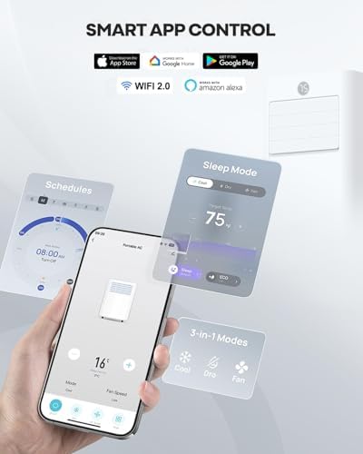 16000 BTU Wifi Portable AC with App Control and 24H Timer