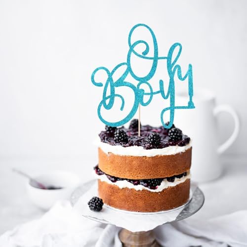 Oh Boy Cake Topper Blue Glitter Baby Birthday Decoration 1