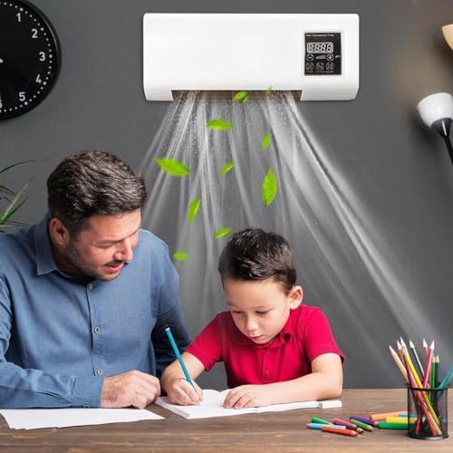 RIEONA Wall Mounted Mini Cooling Heating Fan with Remote Control