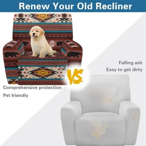 Cozeyat Red Aztec Tribal Recliner Slipcover Set 4-Piece