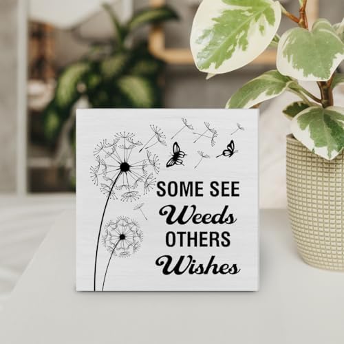 Spring Decor Farmhouse Dandelion Wood Box Sign 5x5 Inches