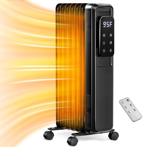 Kismile 1500W Electric Oil Filled Heater with Remote Control and LCD Display