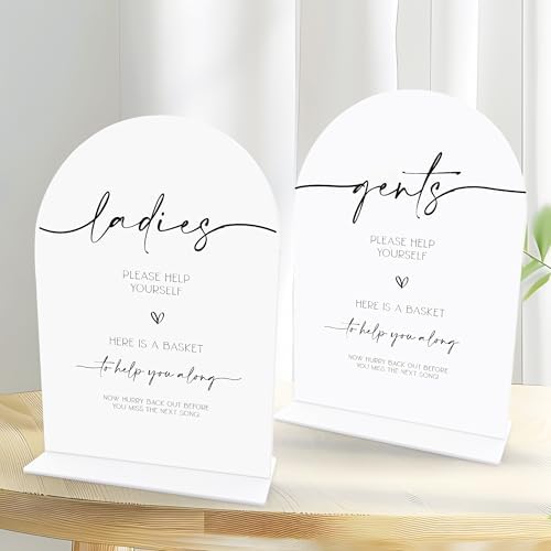 Acrylic Wedding Bathroom Favors Sign 65x9 Inch