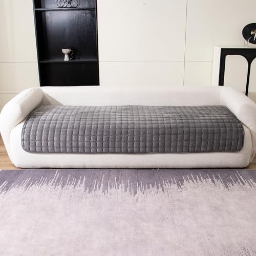 Velvet Sectional Sofa Cover with Anti Slip Design Dark Grey 1 PCS
