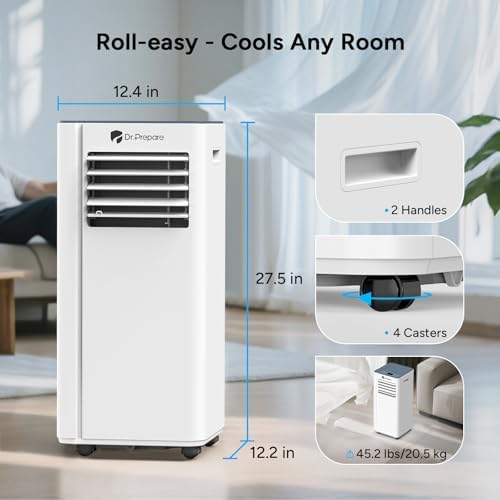 DR PREPARE 8000 BTU Portable AC with Remote Control and Window Kit