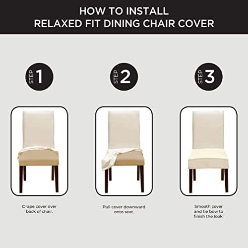 SureFit Cotton Canvas Dining Chair Slipcover Gray 1