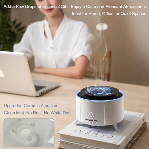 HodeMi Small Cool Mist Humidifier with Essential Oil Diffuser and Flame Mode