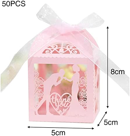 Eforcase 50PCS Wedding Favors Candy Boxes with Ribbons 1