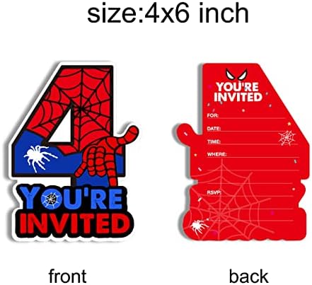 Superhero 4th Birthday Invitations with Envelopes 20 Count 1