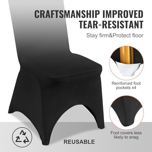 VEVOR 50 Pcs Black Chair Covers for Weddings and Banquets