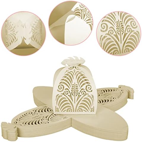 KPOSIYA Pack of 70 Laser Cut Beige Favor Boxes 1