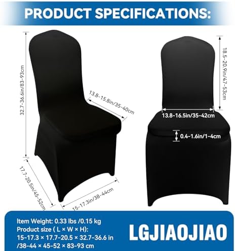 100 Pieces Black Chair Covers for Dining and Events
