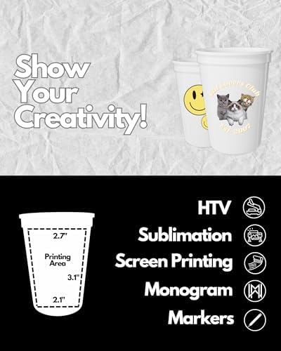 PartyPrints 10 Pack White Reusable Plastic Cups