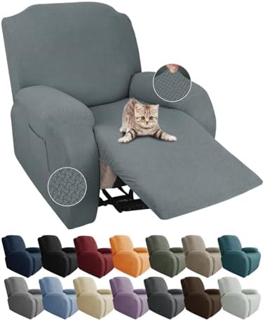 JIVINER 4-Piece Recliner Chair Covers Stretch Jacquard Slipcovers for Living Room