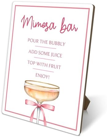 Pink Mimosa Bar Sign With Stand 8x11 Inches