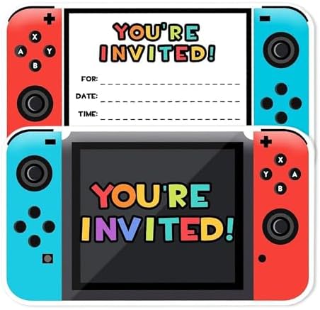 Video Gamer Birthday Party Invitations Set