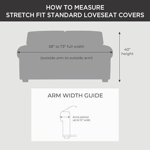 SureFit Stretch Pique Loveseat Covers - 2 Seat with Zippered Cushions