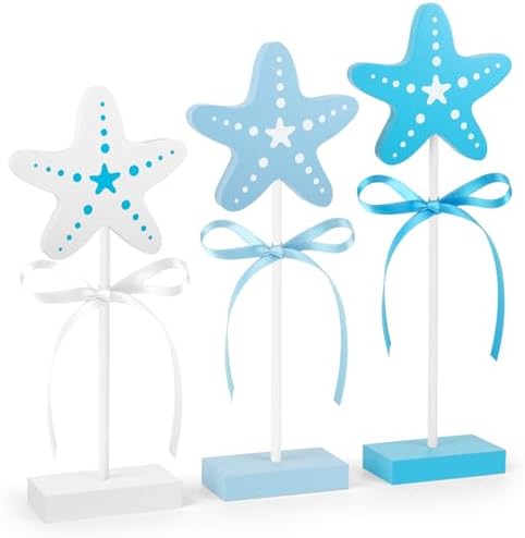3 Pcs Summer Tiered Tray Decorations Set Starfish