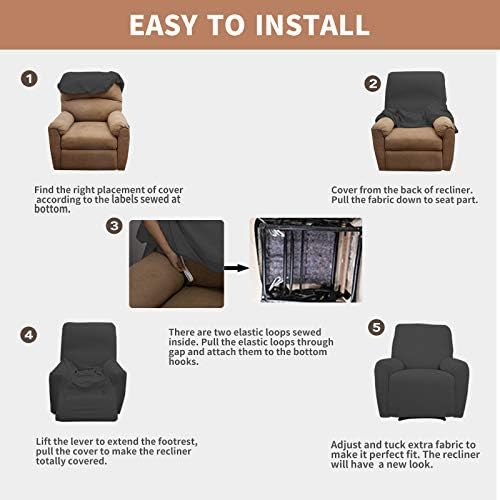 Easy-Going Waterproof Recliner Cover Dark Gray 1 Seat