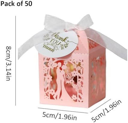 Surakey Pack of 50 Valentine Candy Boxes for Wedding and Party