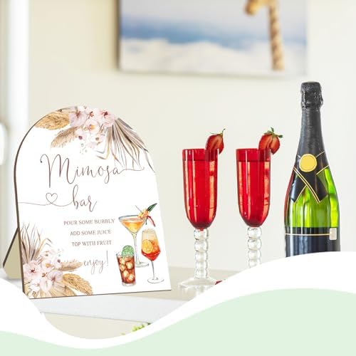 Boho Mimosa Bar Sign with White Stand 1