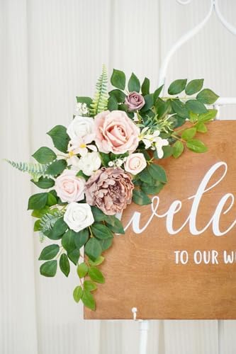 Dusty Rose Artificial Flower Backdrop Garland Set of 2