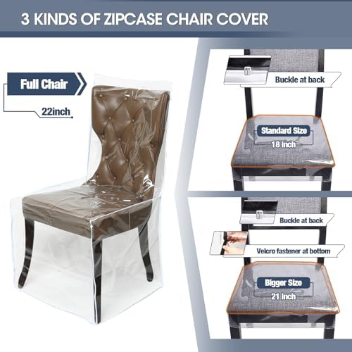 Zipcase 4 Pack Clear Chair Covers for Dining Chairs