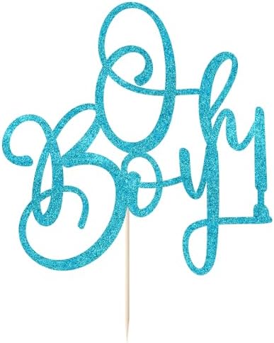 Oh Boy Cake Topper Blue Glitter Baby Birthday Decoration 1