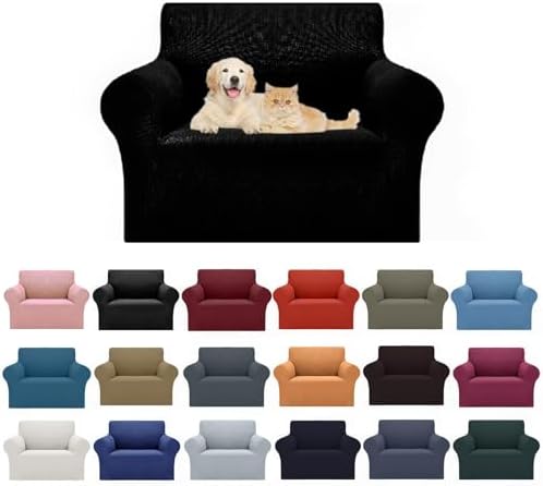 2025 New Stretch Chair Sofa Slipcover with Elastic Bottom and Jacquard Fabric - Black