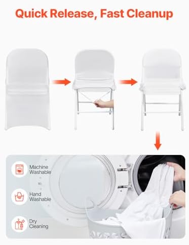 VEVOR White Stretch Spandex Chair Covers - 12 PCS Universal for Events