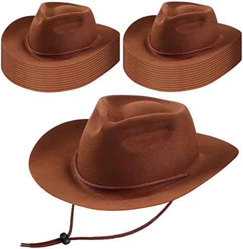 Mepase 24 Piece Plastic Cowboy Hat Set Brown