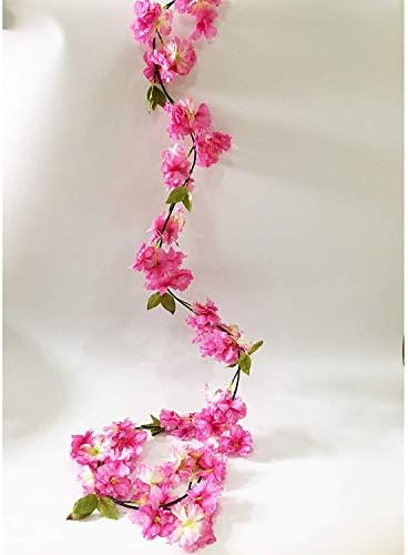 Artfen Artificial Cherry Blossom Garland 58 FT Deep Pink Hanging Plants