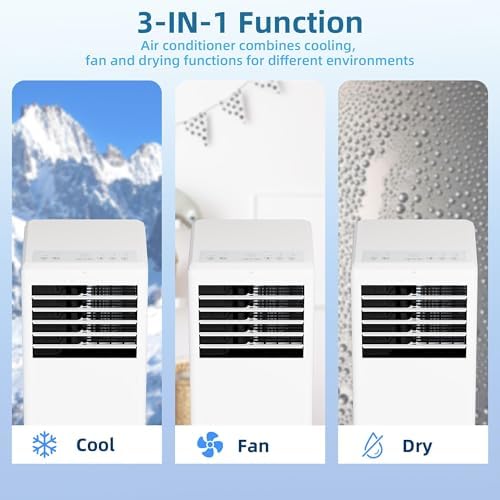 8000 BTU Portable AC Unit with Cooling Dehumidifier Fan and Sleep Mode