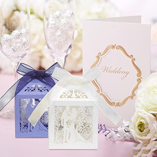 Eforcase 50PCS Laser Cut Candy Favor Boxes for Wedding