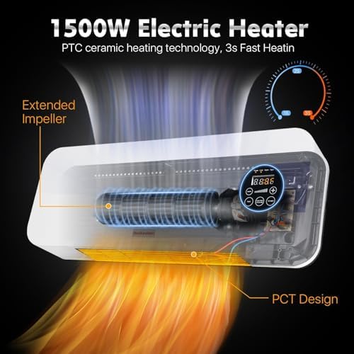 1500W PTC Ceramic Wall Heater with Remote Control and Timer