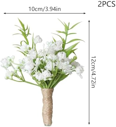 2PCS Artificial Babys Breath Boutonniere with Pin for Wedding Men