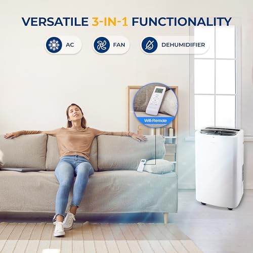 SereneLife 14000 BTU Portable AC with Dehumidifier and Fan