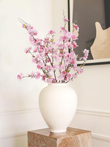 BUZFOWU Artificial Silk Cherry Blossom Flowers 42 4pcs Pink