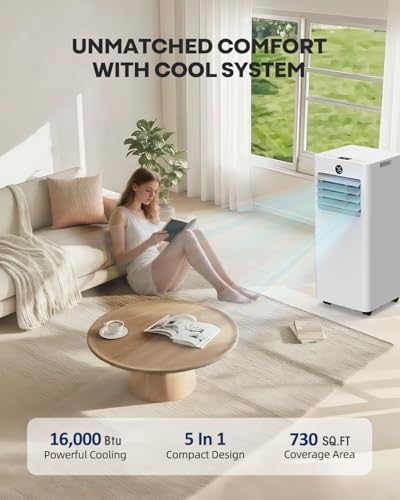 16000 BTU Wifi Portable AC with App Control and 24H Timer