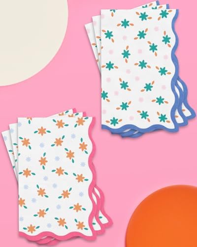 XO Fetti Italian Summer Wavy Floral Stripe Napkins 24 Pack