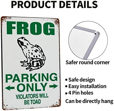 Retro Frog Parking Only Violators Will Be Toad Metal Tin Sign