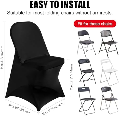 Stretch Spandex Chair Covers - 100PCS Black Universal