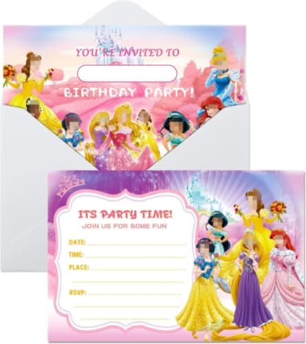 Figall Princess Birthday Invitations 24 Pack with Envelopes 1