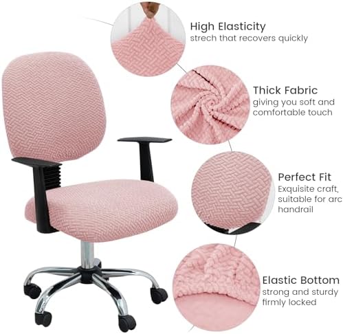2-Piece Stretches Office Chair Cover Jacquard Pink