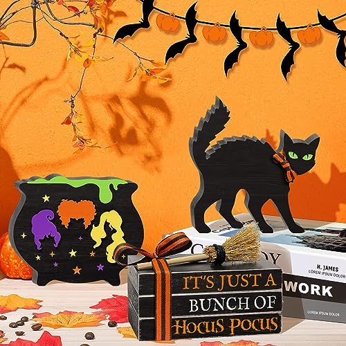 5PCS Halloween Wooden Signs Hocus Pocus Decor